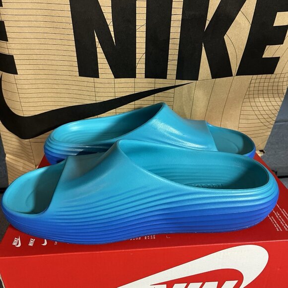 NEW Nike ReactX Rejuven8 Slides "Dusty Cactus" Blue Green Men Size 10 HV4479-300 - Picture 3 of 7